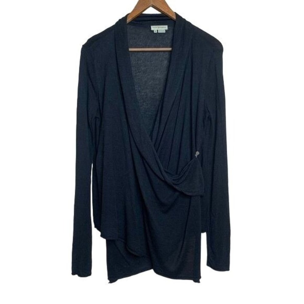 Royal Robbins Wrap Sweater Cardigan Black Linen Blend Lightweight Casual Medium